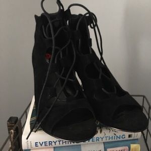Black lace up heels