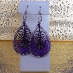 VINTAGE WOVEN PURPLE TEARDROP EARRINGS