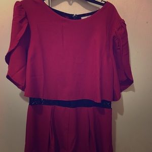 A red black lace romper