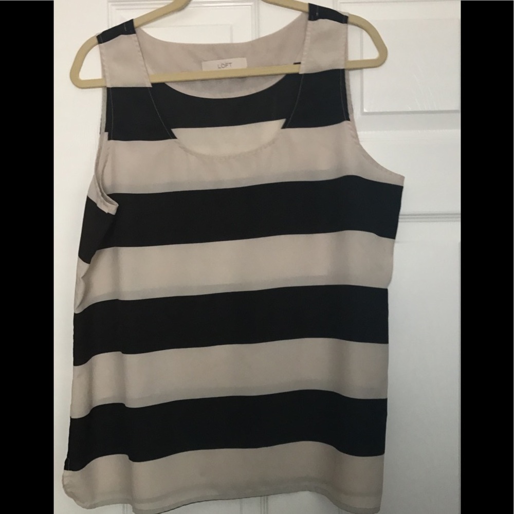 LOFT - Black and White Striped Blouse - XL