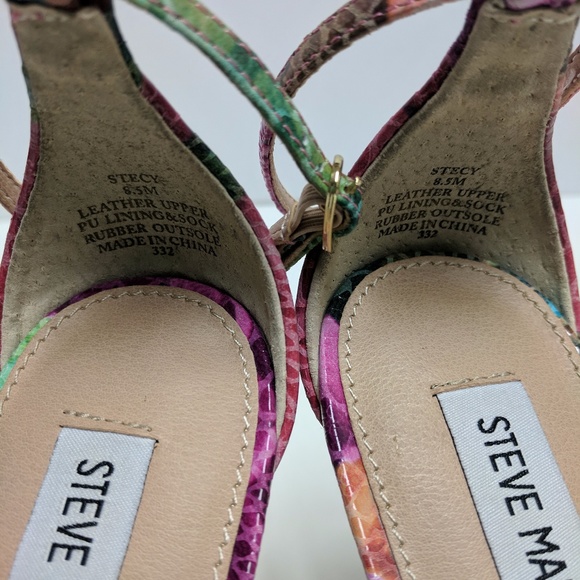 Snake Print Ankle Pink Stiletto Open Stacy Pumps - Picture 5 of 8