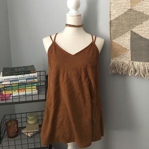 Suede strappy tank top