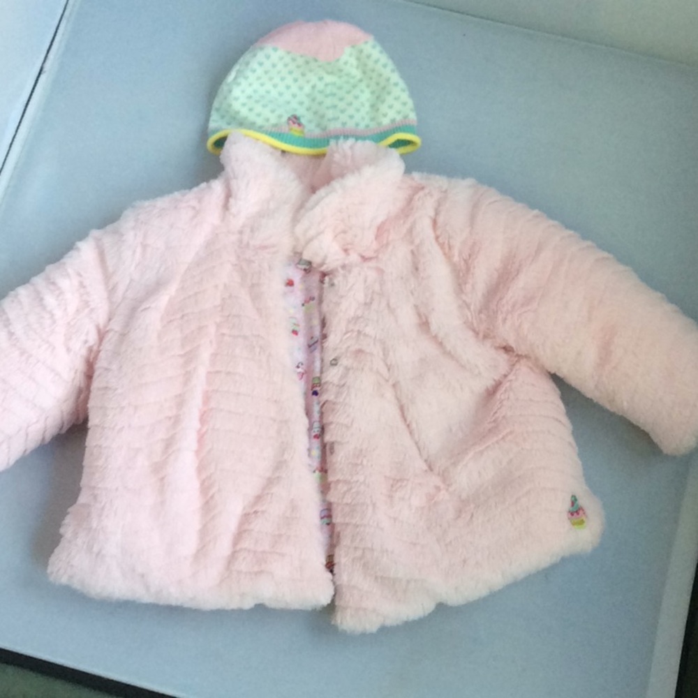 Kenzo Kids Faux Fur Jacket/Hat 9-12 mo
