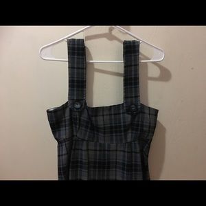 a short plaid dress.