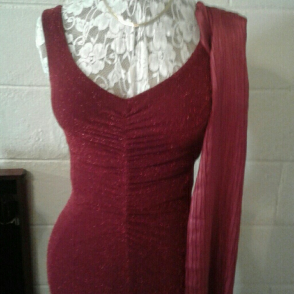 Soo Sexy Sparkle Burgundy Stretch Gown Sz 6