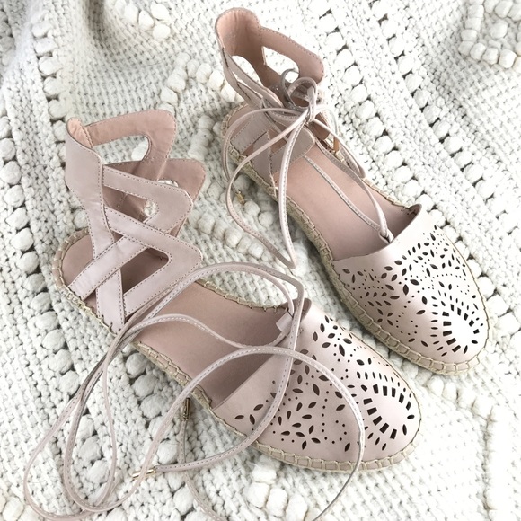 Topshop Shoes - NEW Topshop blush pink cut out espadrilles flats