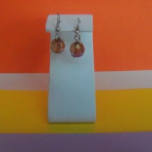 VINTAGE AMBER CRYSTAL CUT BEAD EARRINGS