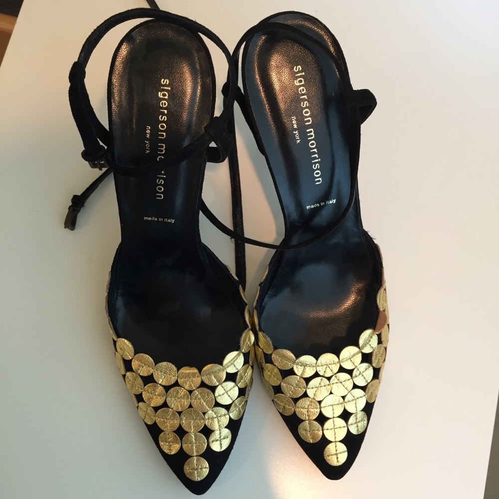 Sigerson Morrison Black and Gold Heels, 8