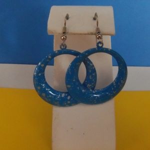 VINTAGE TURQUOISE & SILVER COLOR HOOP DESIGN