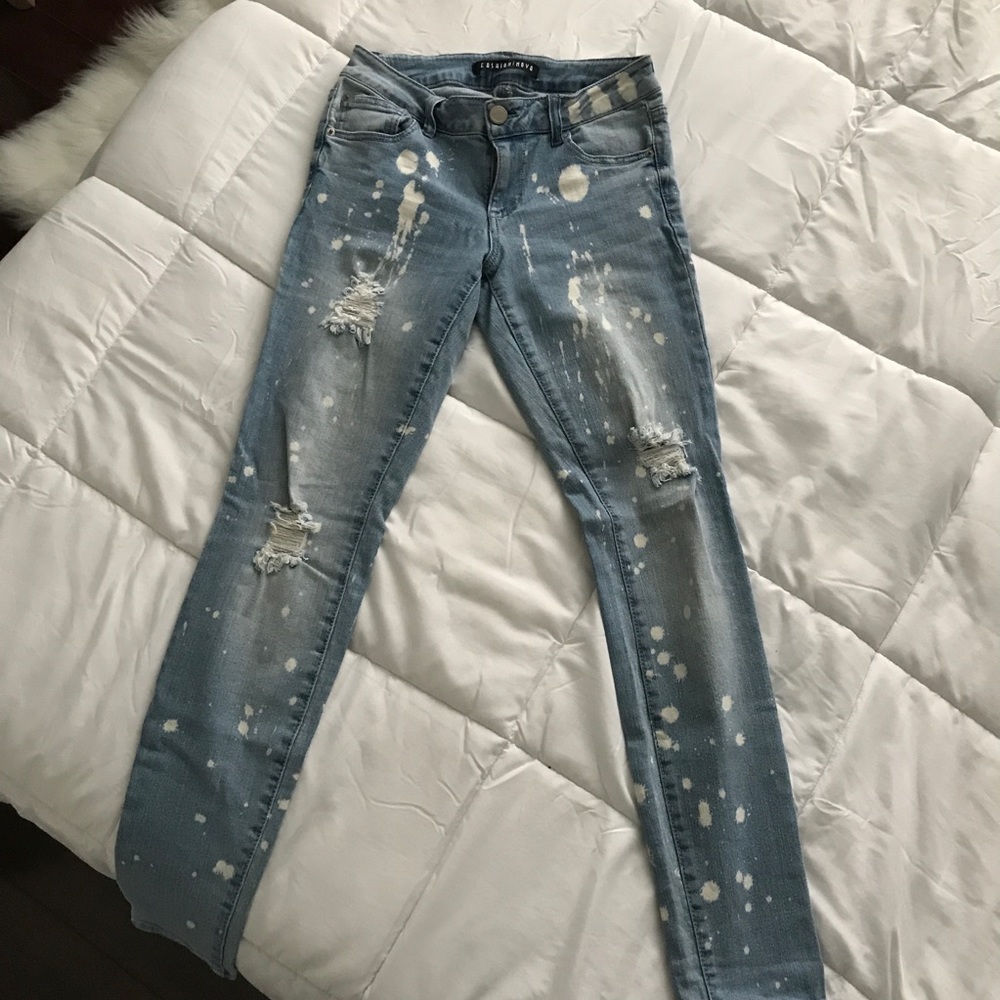 Worn Once Fashion Nova Distressed Bleach Jeans