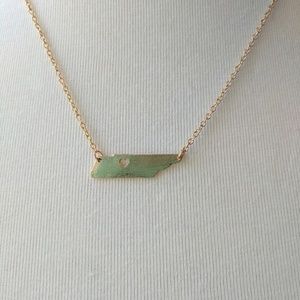 Heart Stamped Tennessee Dainty Necklace