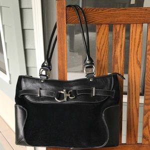 Black Suede Franklin Covey Handbag