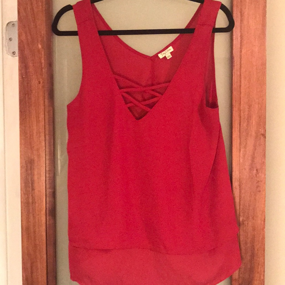 Red Flowy Blouse