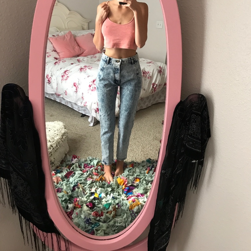 Vintage high waisted acid wash jeans