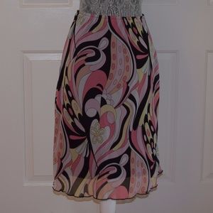 Pink and Black Printed Skirt