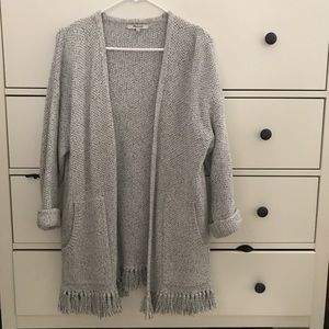 Madewell Grey & White Tassle Cardigan