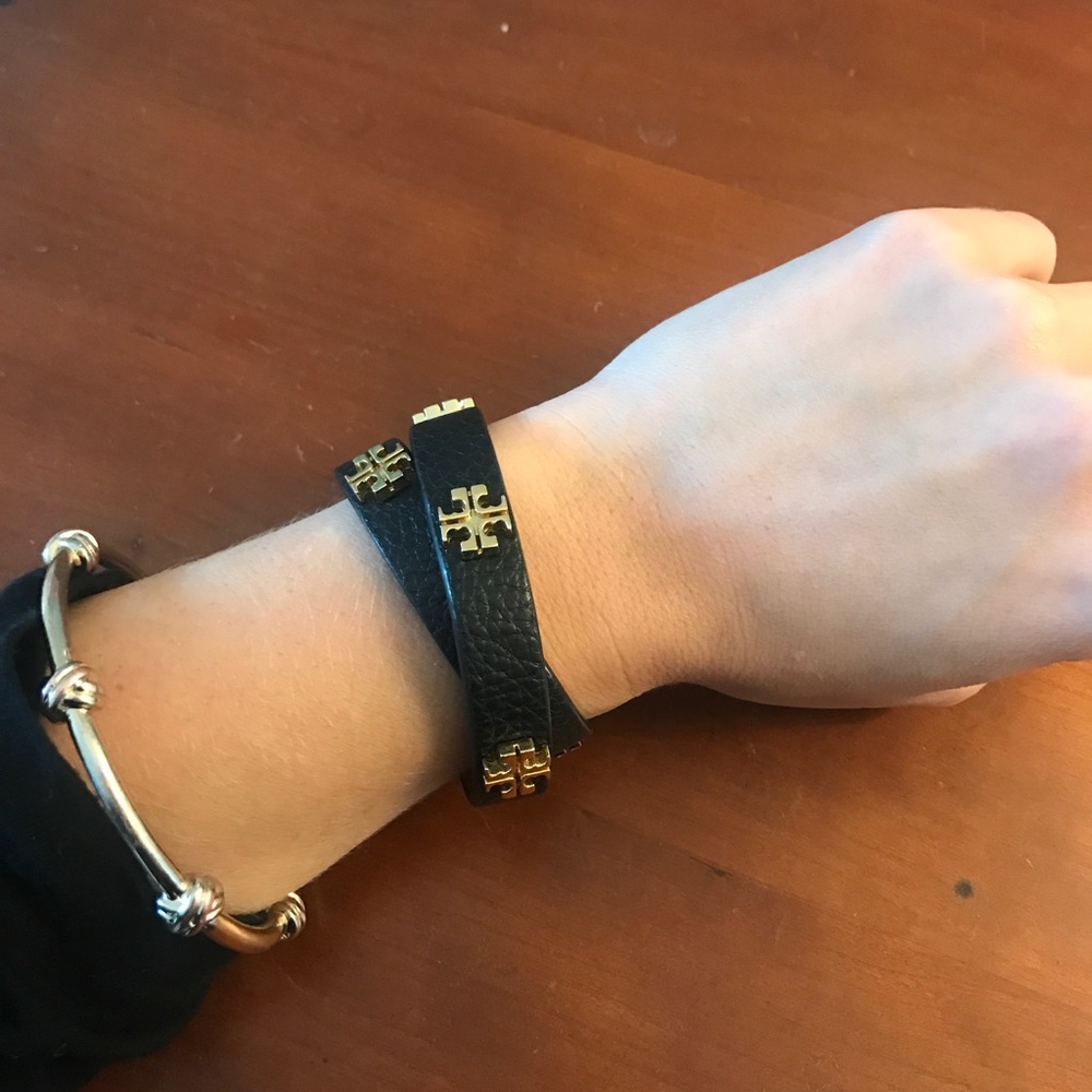 Tory Burch Leather and Logo Bracelet