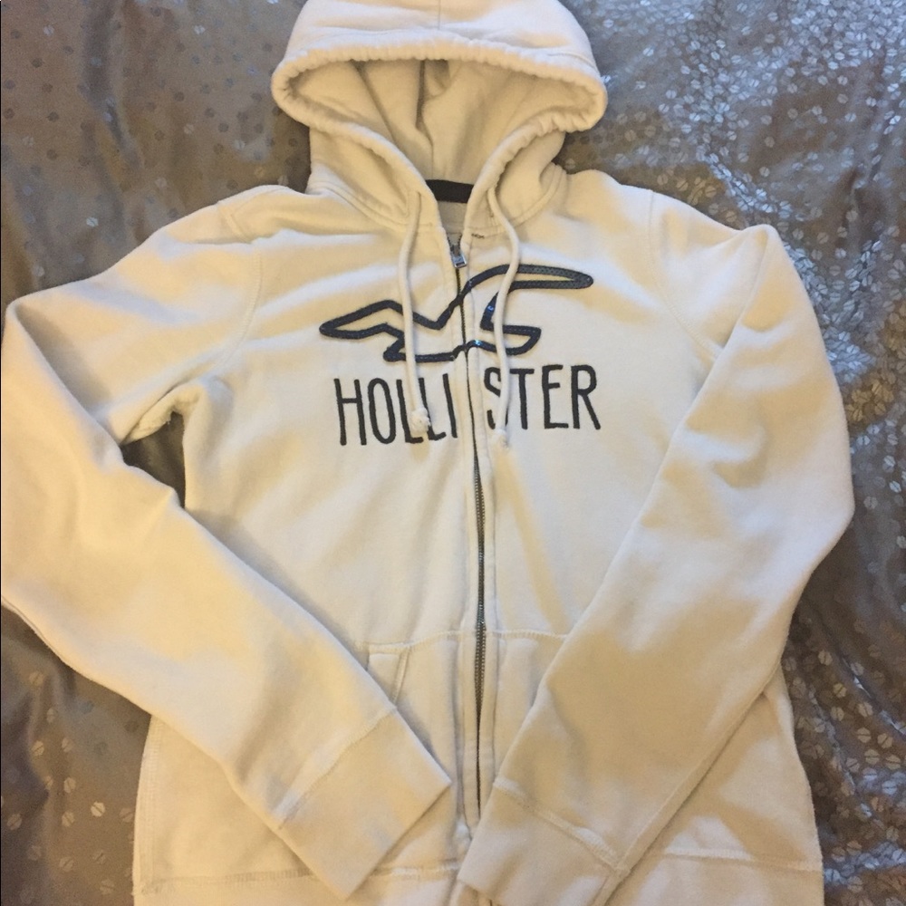 Cream Hollister hoodie Sz M