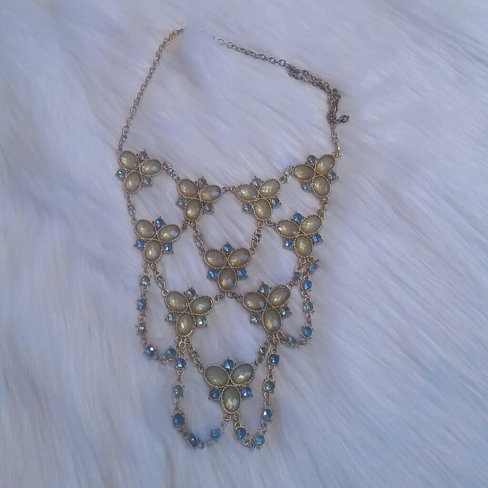 Pale Green and Blue Chain Necklace