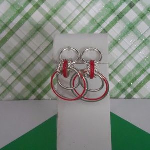 VINTAGE SILVER & RED TONE HOOPS