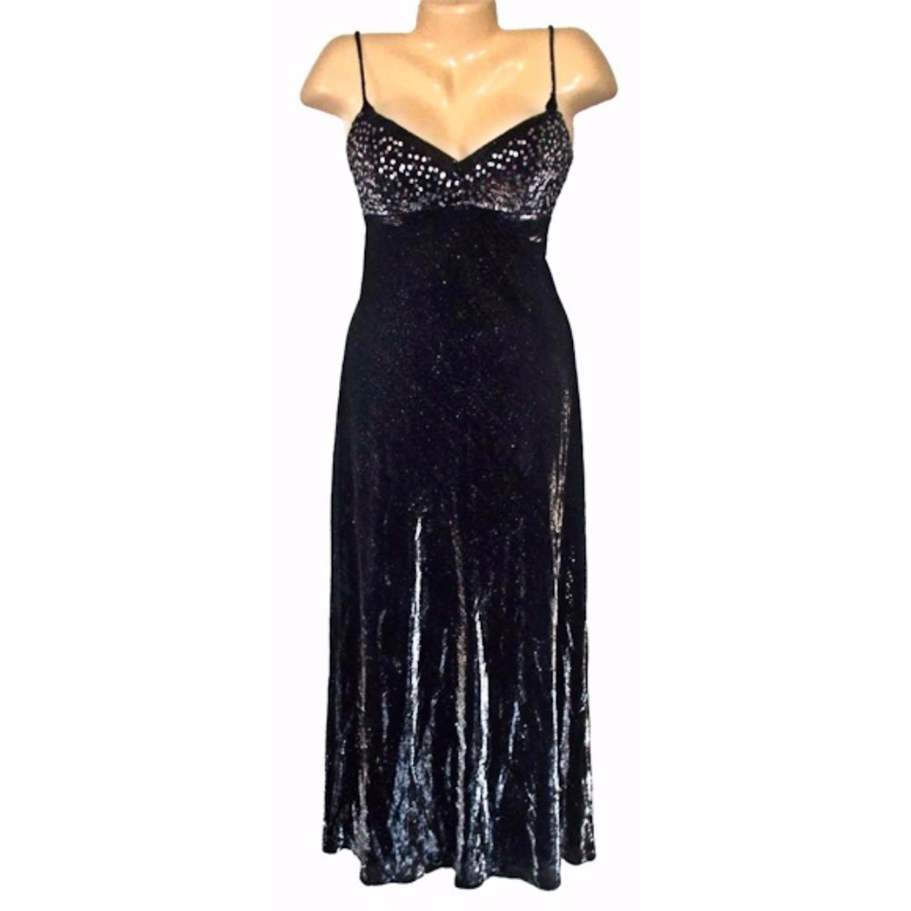 Sequin Empire V Neck Silver Corset Formal Dress 14 - Picture 2 of 5
