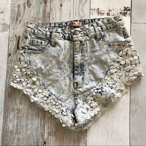 36 Point 5 High Waist Crochet Lace Trim Shorts