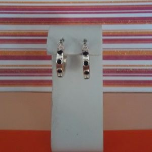 VINTAGE SILVER & BLACK HOOPS