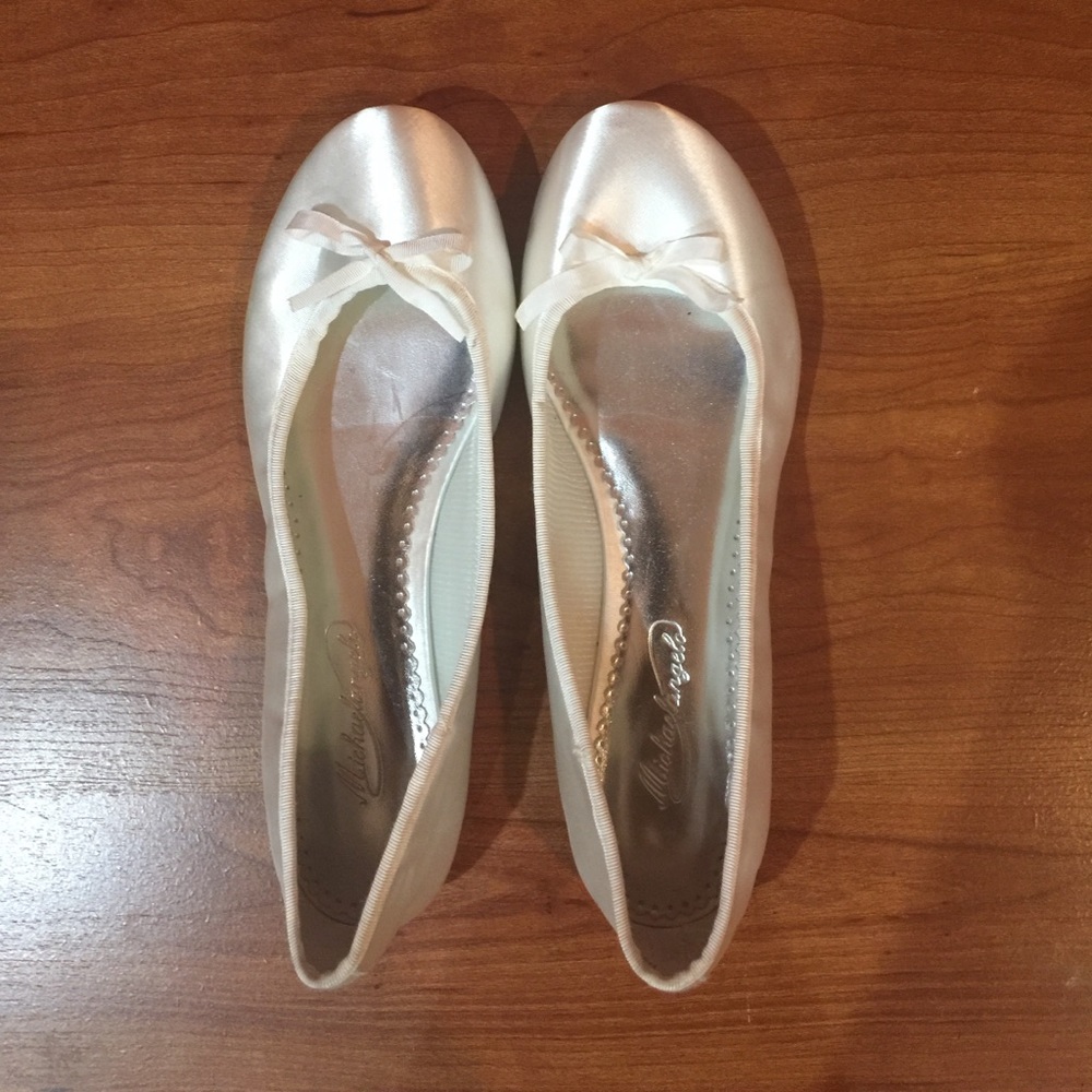 White satin wedding shoes. Only worn once