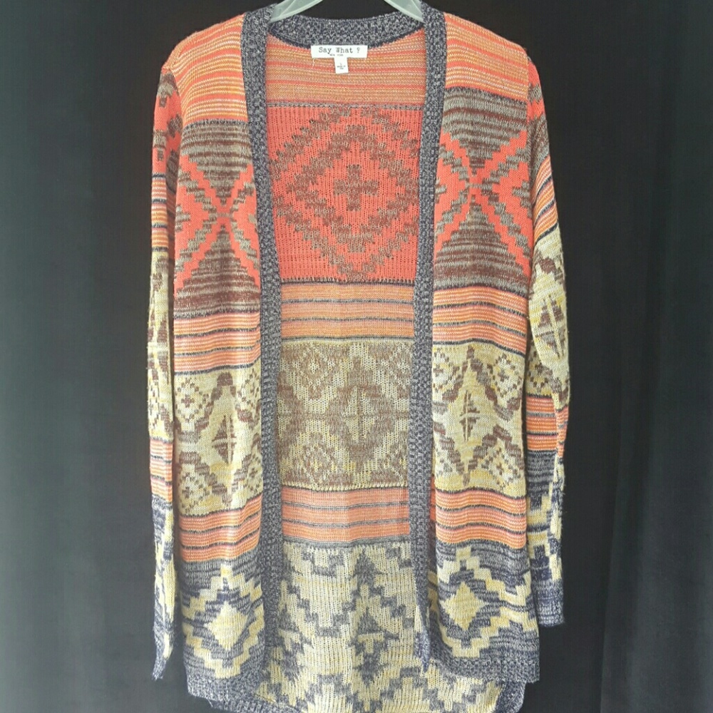 Aztec print cardigan EUC