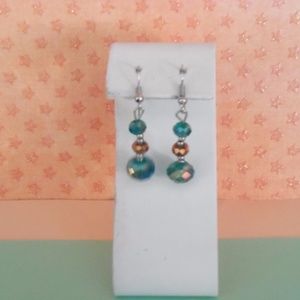 VINTAGE TURQUOISE AND BROWN BEAD DANGLERS