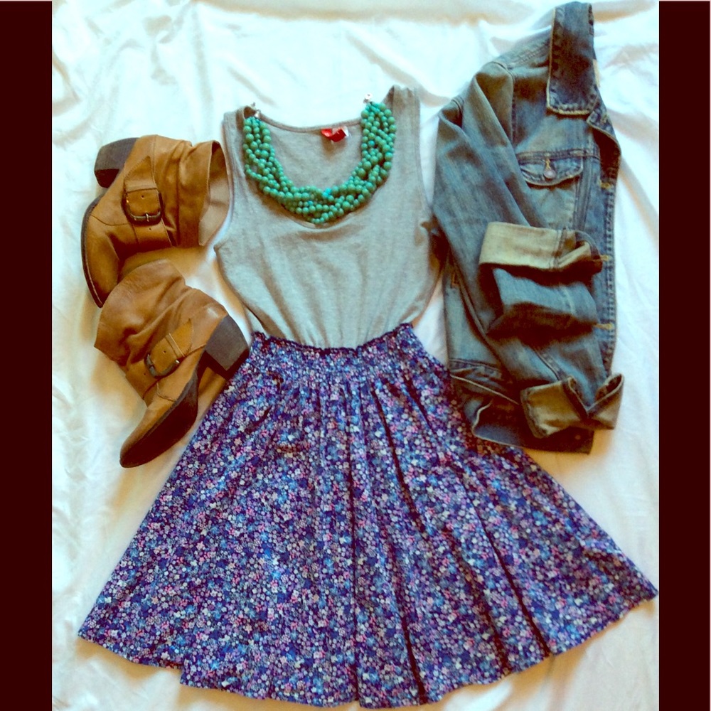 Divided fit and flare flowery dress