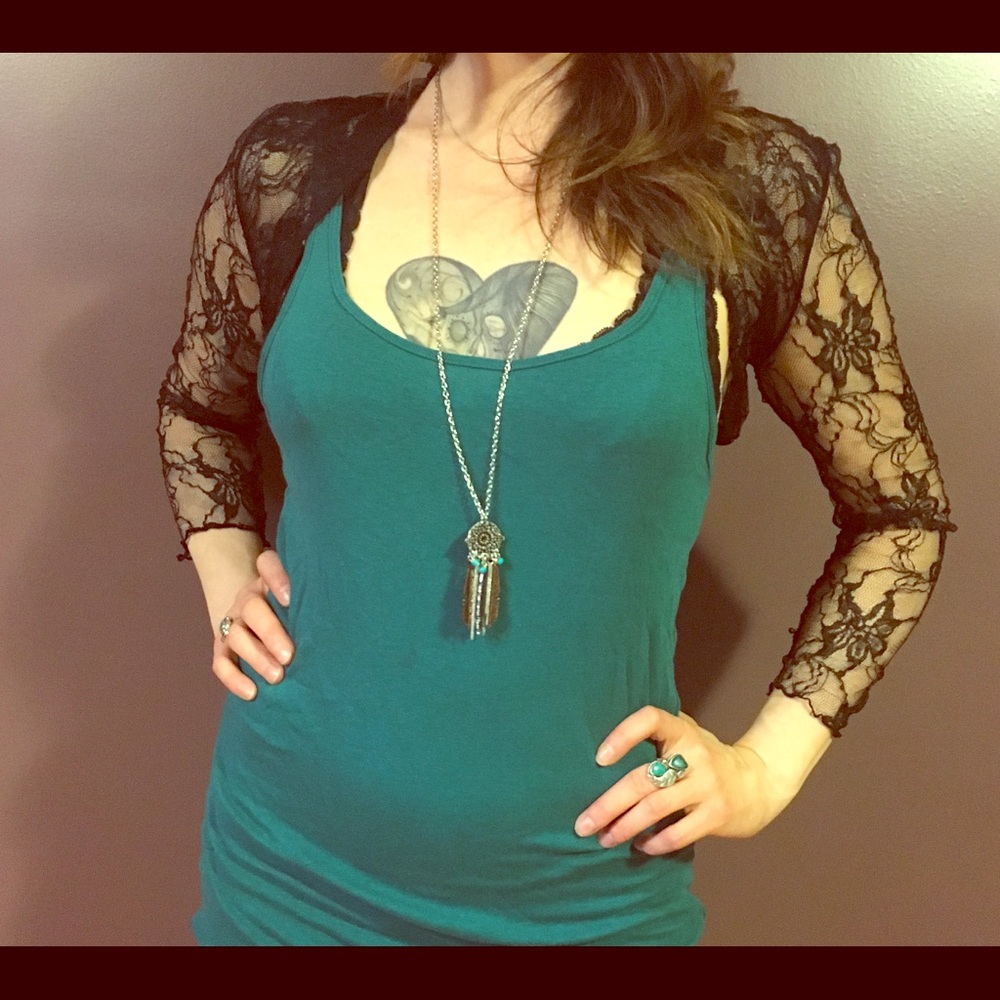 Black lace shrug