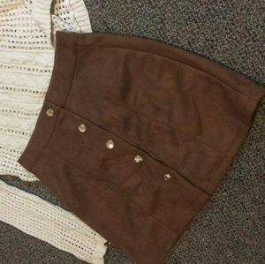 Brown suede button up skirt medium