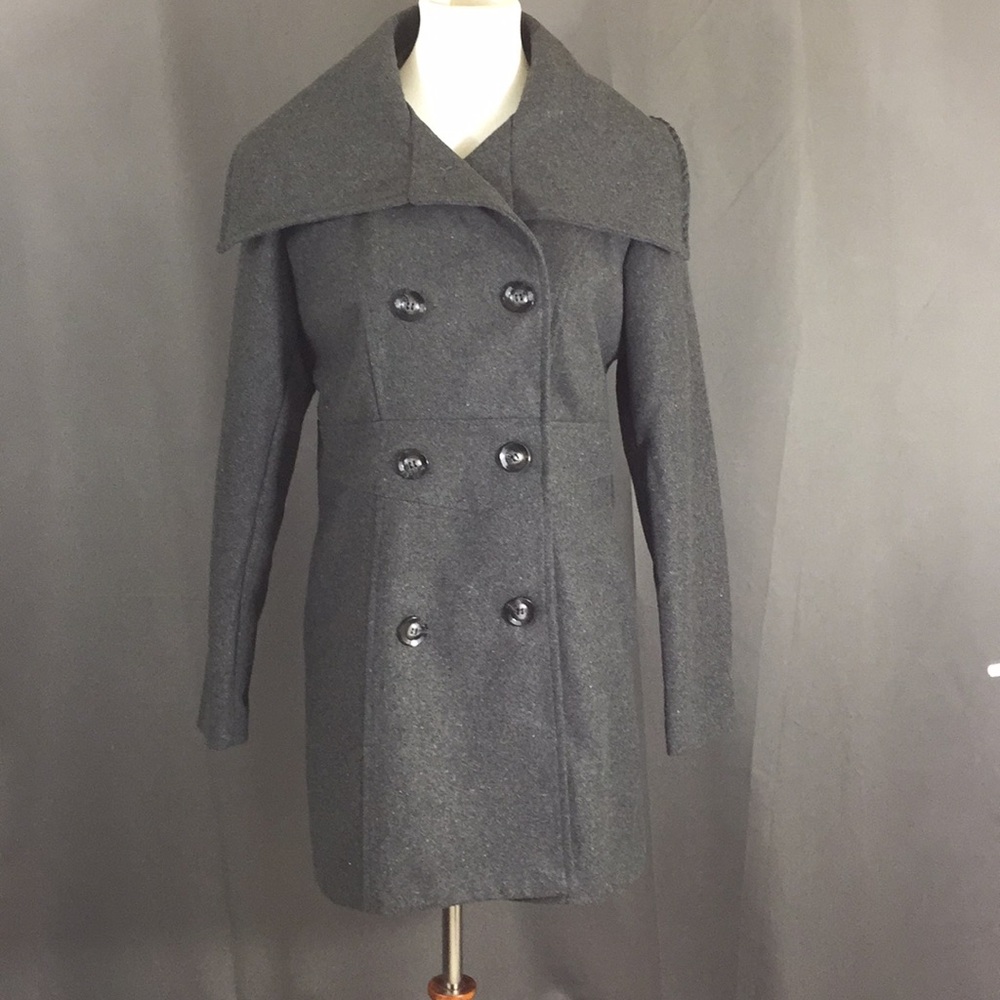 Wool blend lined Grey Peacoat