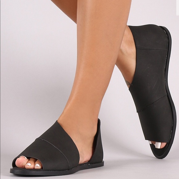 SALELadies peep toe open shank flats - Picture 3 of 4