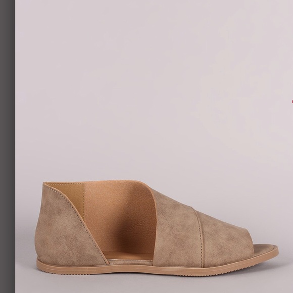 SALELadies peep toe open shank flats - Picture 2 of 4