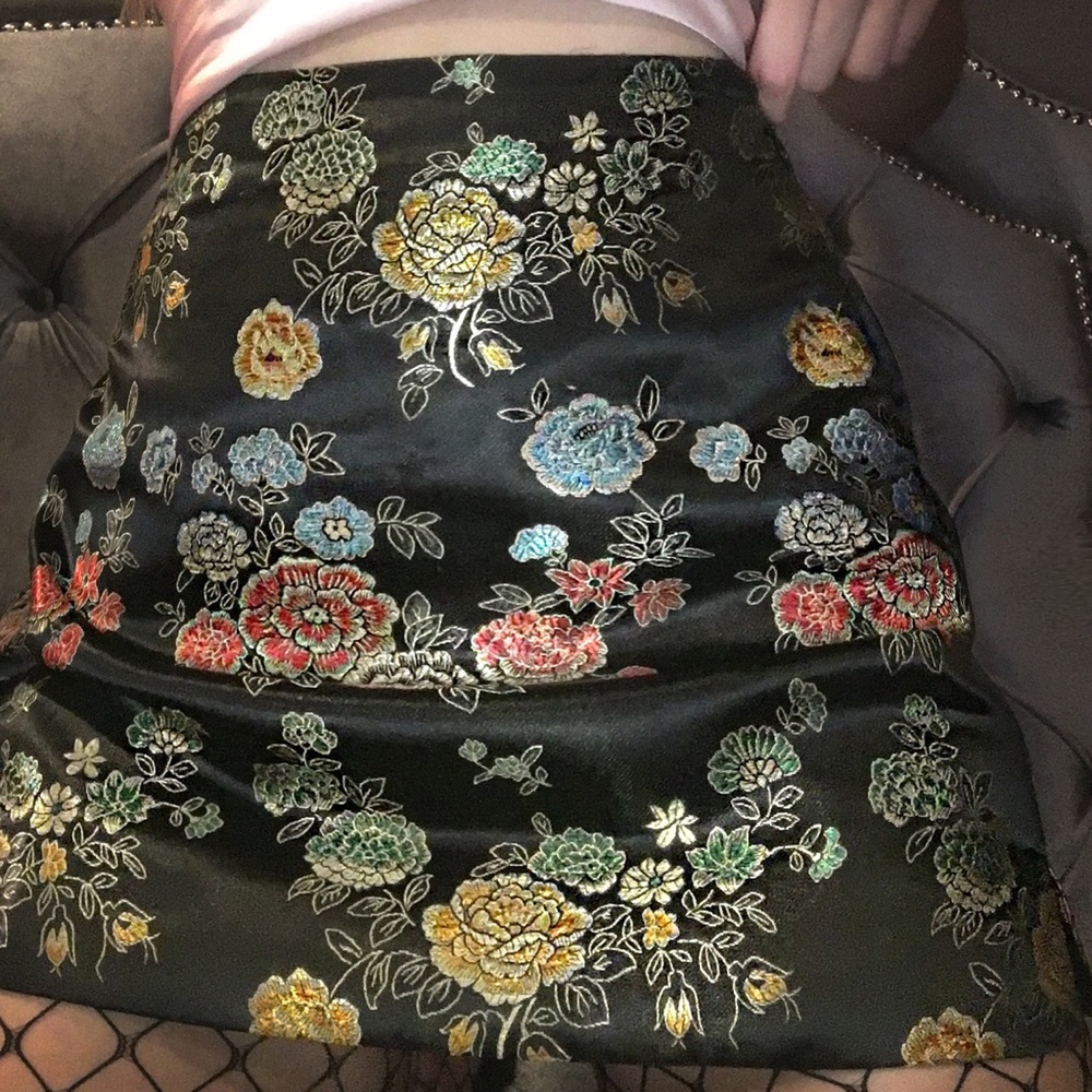 Floral Embroidered Black skirt