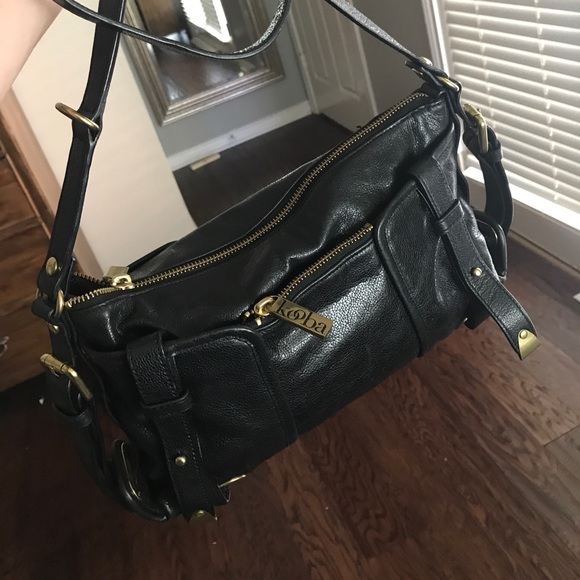 Black Leather Kooba Crossbody Handbag - Picture 1 of 4