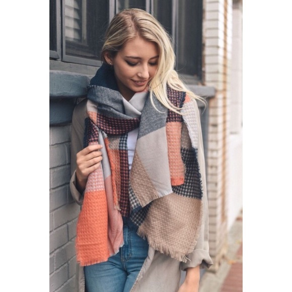 Couture Gypsy Accessories - 🔥CLEARANCE🔥 Orange Plaid Oversize Blanket Scarf
