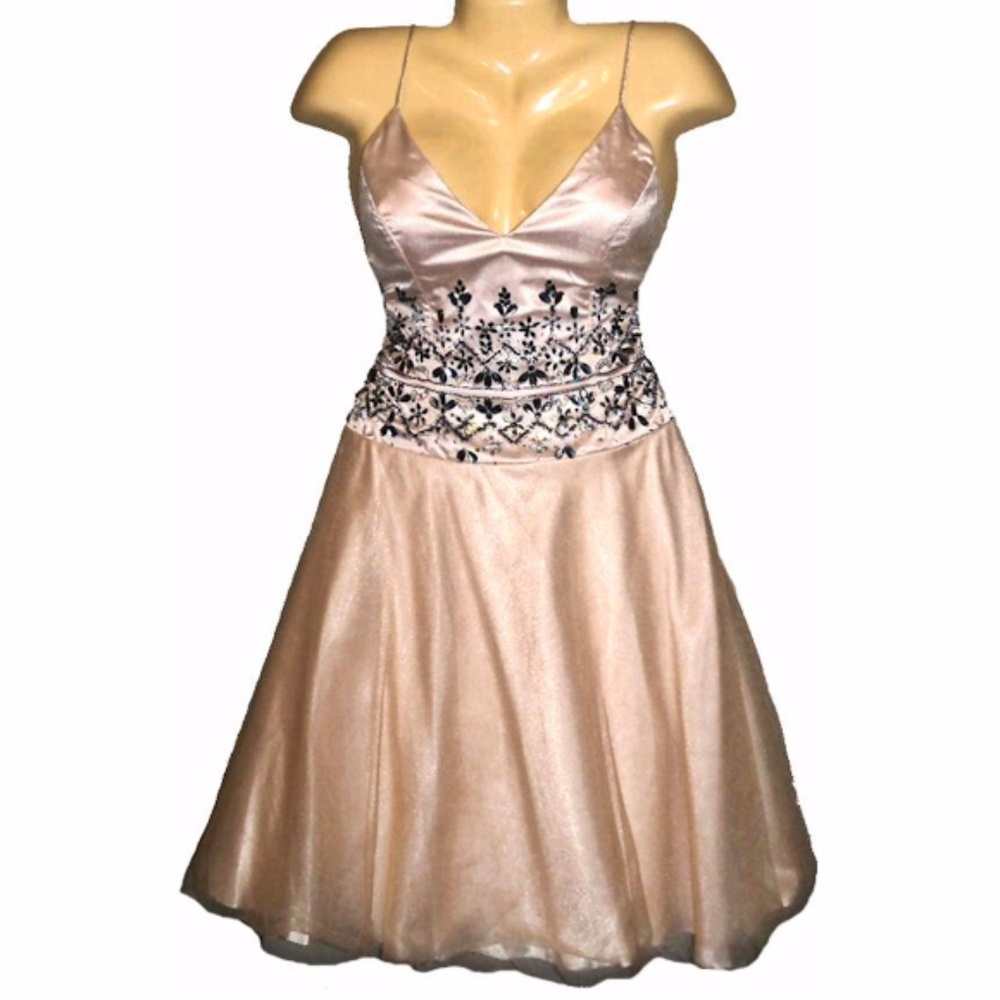 Princess Cream Beaded Empire Tulle Formal Dress