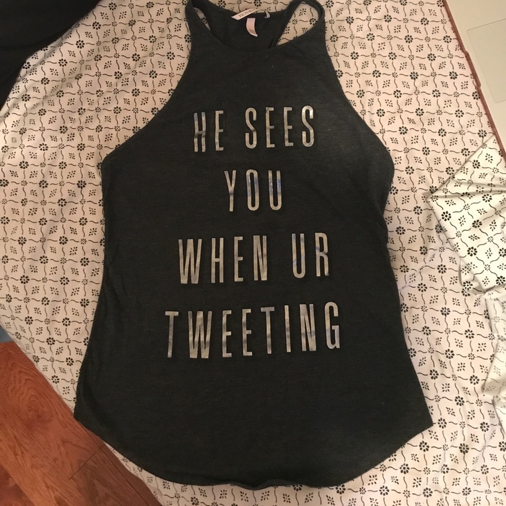 Victoria's Secret tee tank top gray PERFECT COND