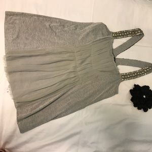 Elegant Evening top with metallic beaded straps