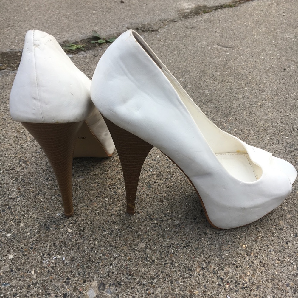 Just Fab White Platform Heels