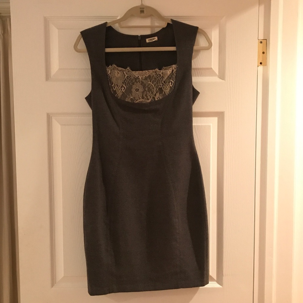 L'Agence Charcoal Dress with Lace Front