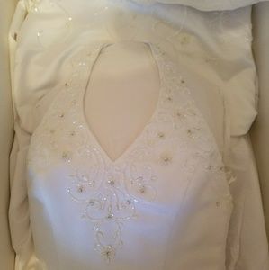 Michaelango sweetheart neck halter wedding dress