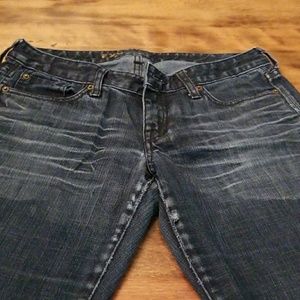 🌷Express Distressed Dark Blue Straight Leg Jeans