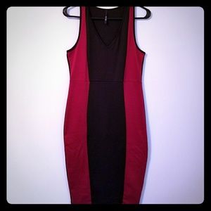 Sale! Black and Burgundy Midi-dress