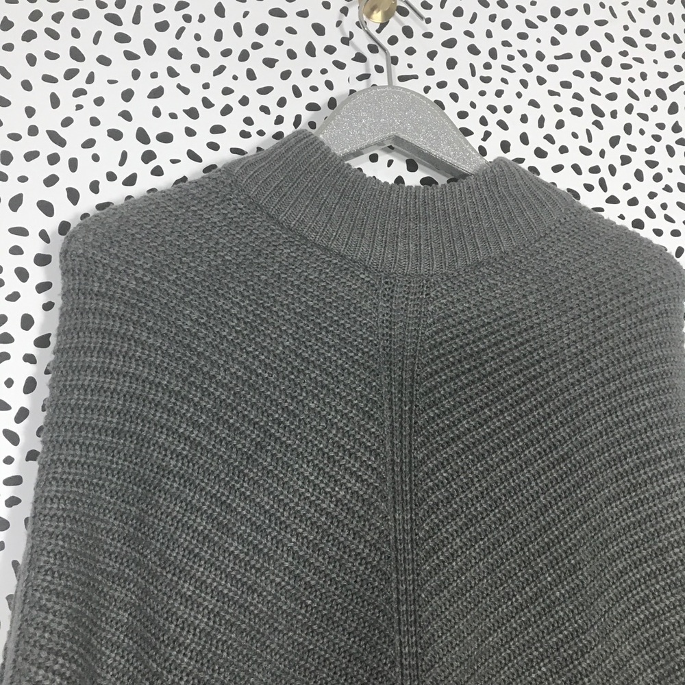 NY & Company Gray Poncho with Faux Leather Trim - Picture 2 of 7