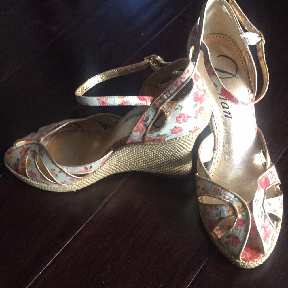 Anthropologie Delman esparadilles wedges floral 8