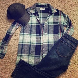Boyfriend style Plaid Button- Up Long Sleeve